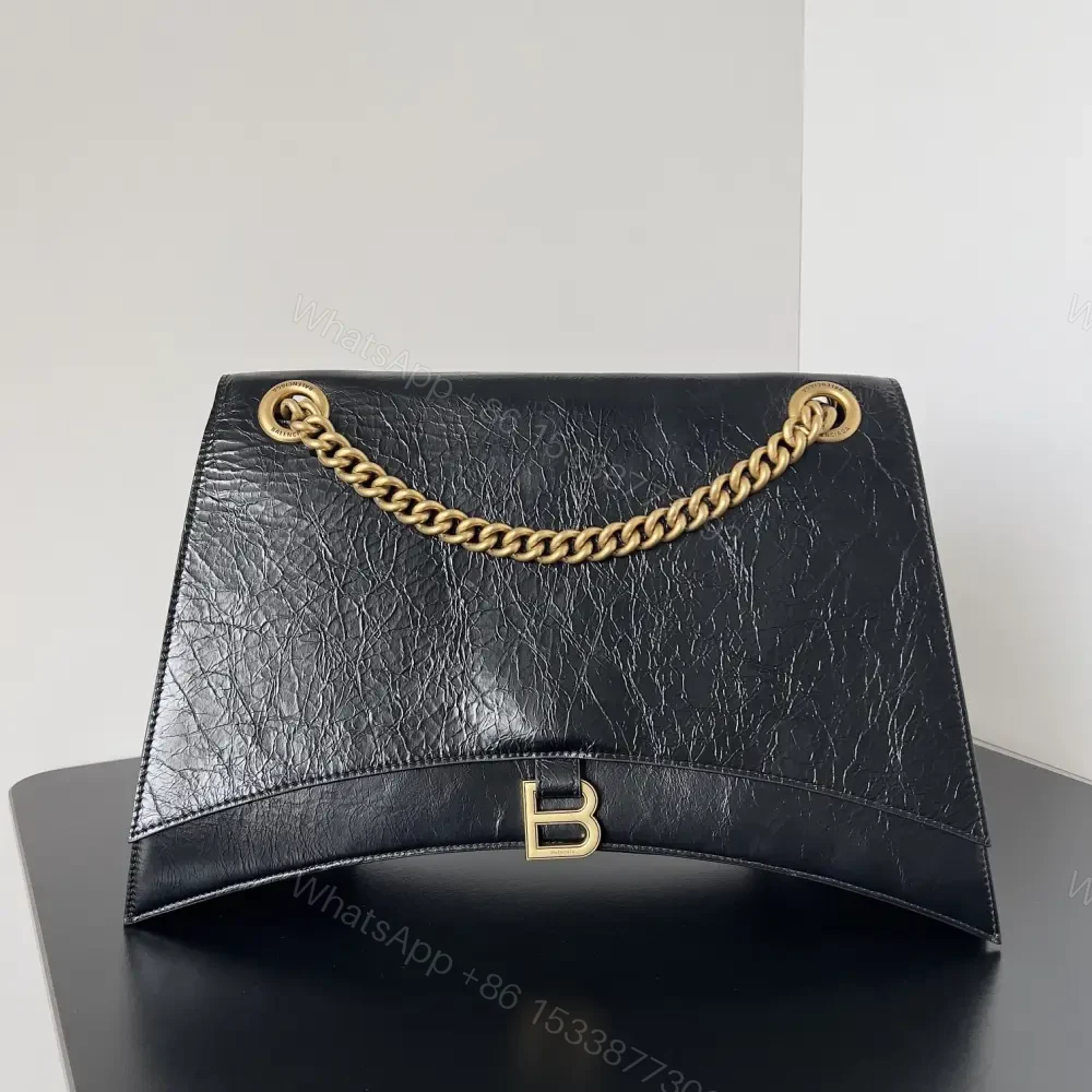 高仿BalenciagaCrush系列單肩包黑金M — view 1