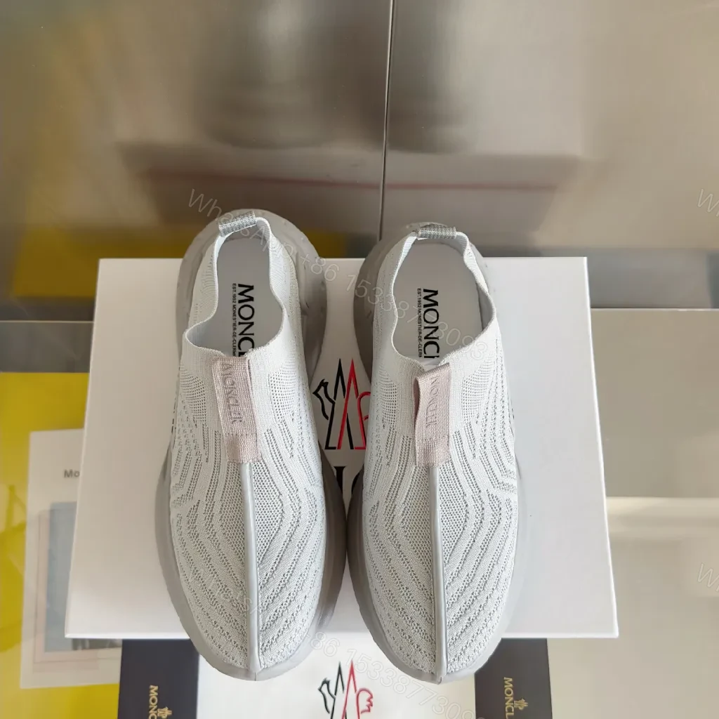 View 8 of White Knit Slip-Ons: Elevated Street-Sleek Comfort sneakers