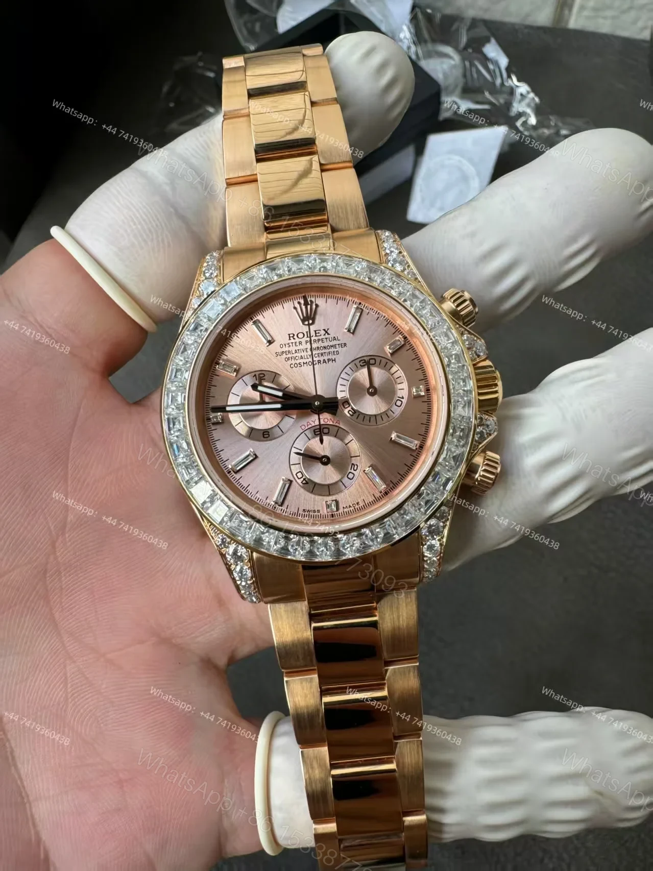View 4 of Rolex Super Clone Daytona 126595TBR 1:1 Replica Watch – 18K Rose Gold Diamond Beze 4131 movement