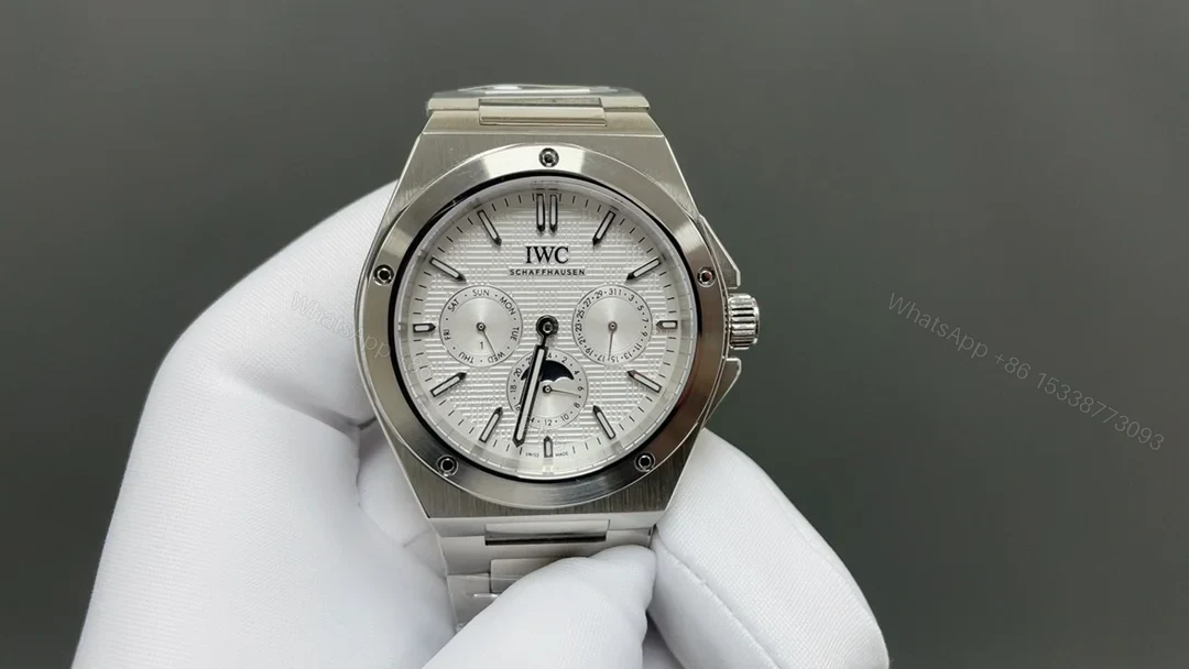 IWC Ingenieur Perpetual Calendar Replica 42MM Premium White Dial Steel Bracelet Edition RG-IWC-INGENIEUR-PC-42 — view 1