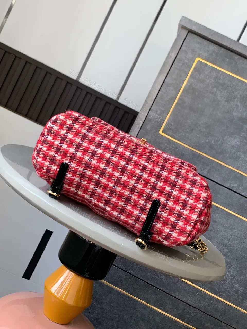 View 5 of Chic Tweed Backpack with Gold Hardware