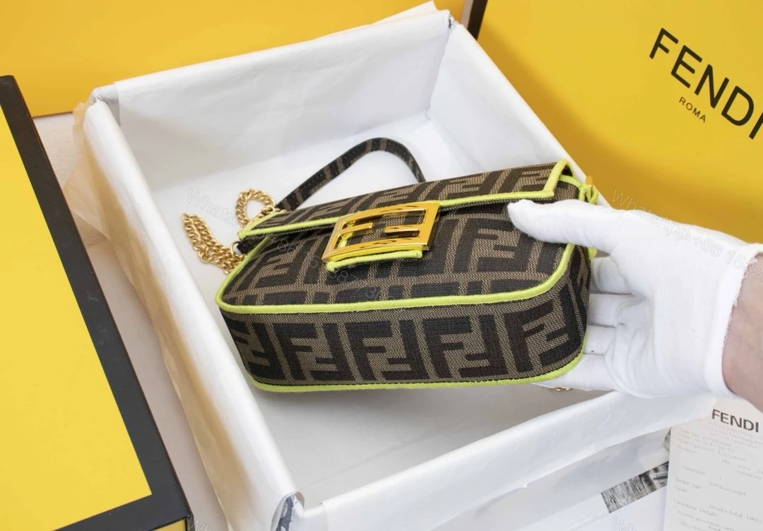 View 7 of Fendi Baguette Brown Fabric Bag