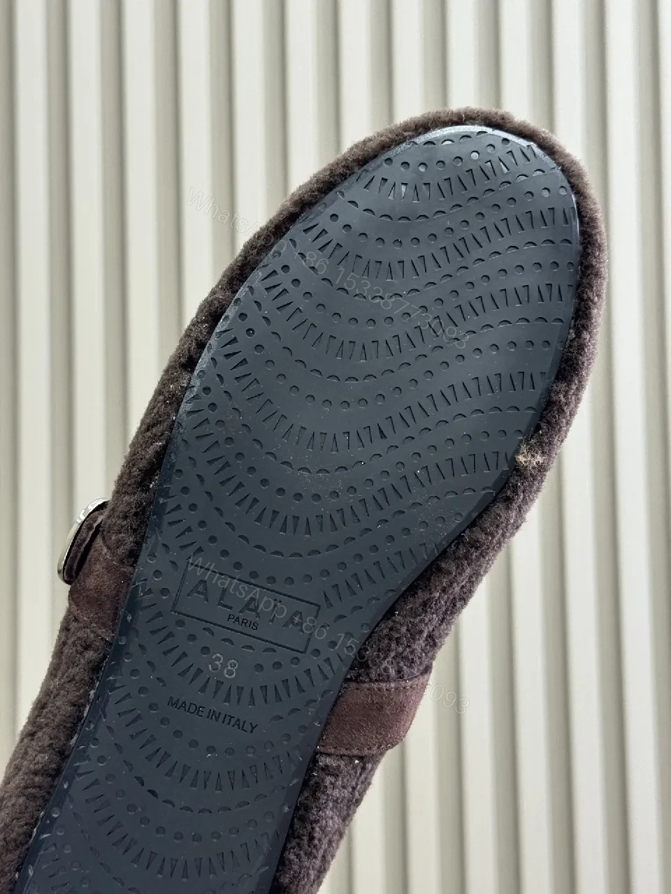 View 5 of Cozy Textured Shearling Slipper with Buckle Detail & Comfort
