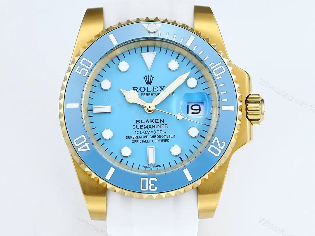 View 2 of Stunning blaken tiffany submariner replica 40MM Yellow Gold Custom RG-BLAKEN-TIFFANY-SUB-GOLD