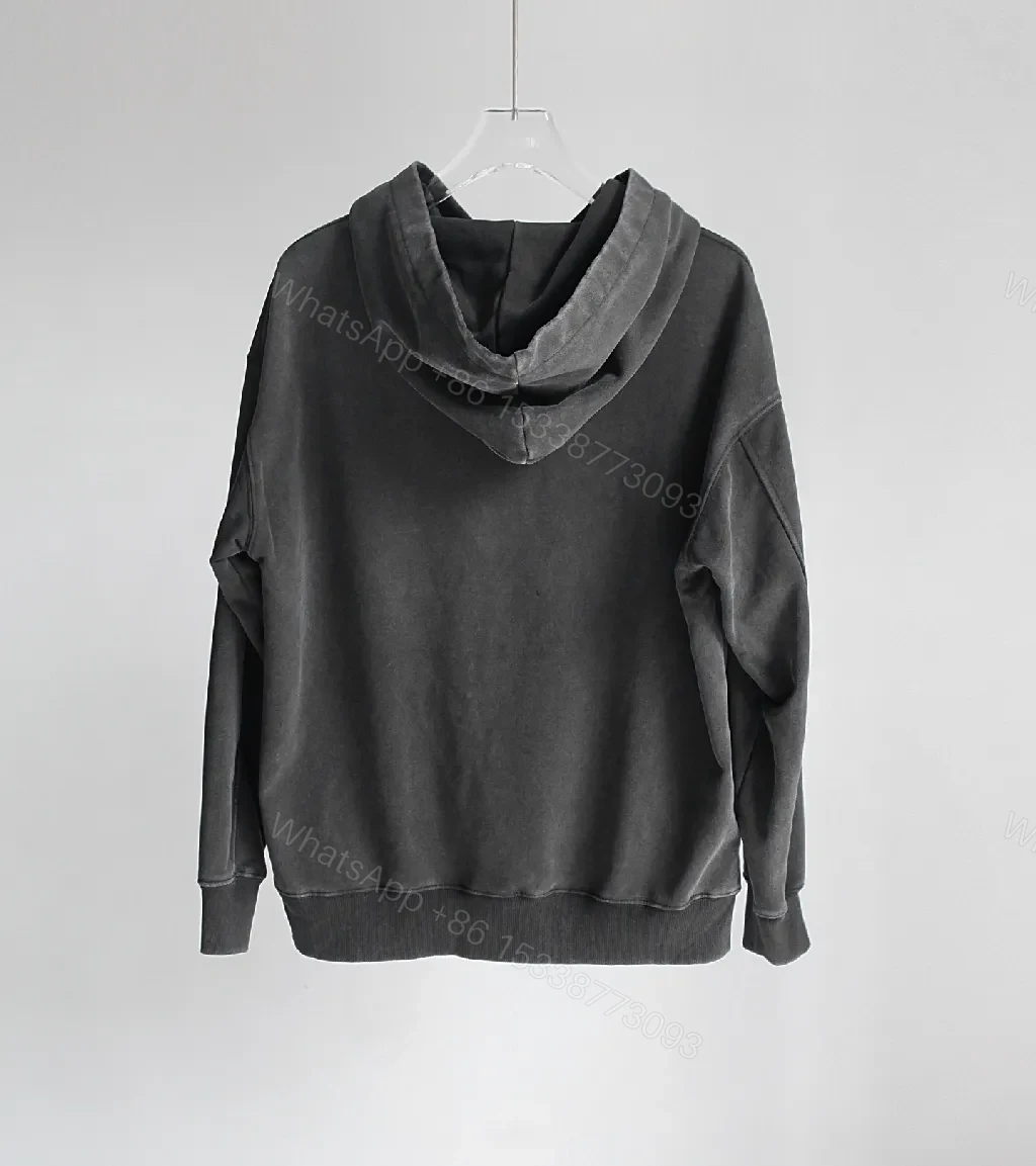 View 3 of Charcoal Hoodie – Twill Embroidered Luxe Sweatshirt