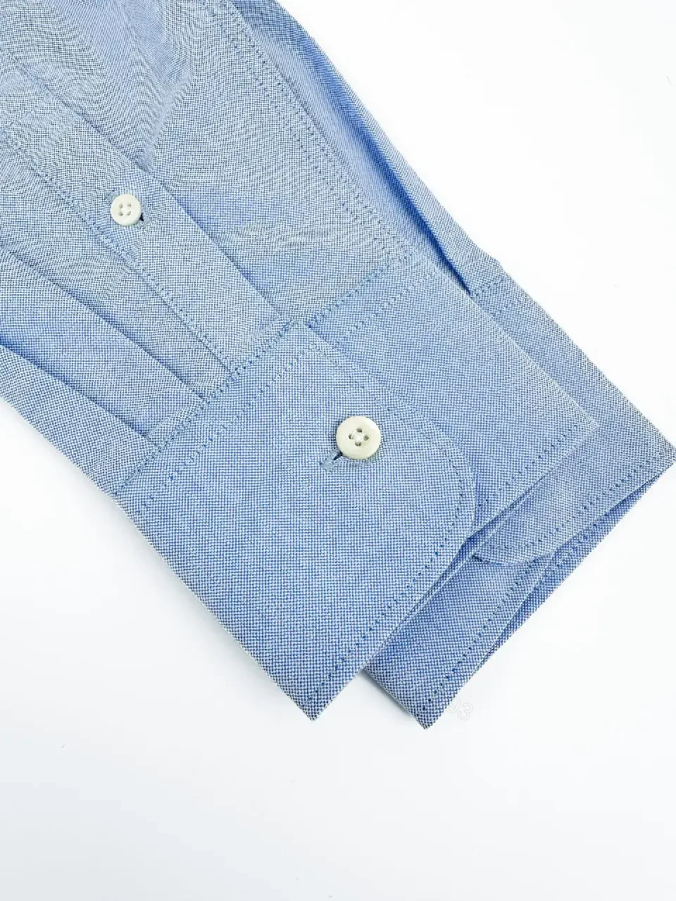 View 6 of Light Blue Cotton Button-Down Shirt, Classic Fit, PRADA Logo