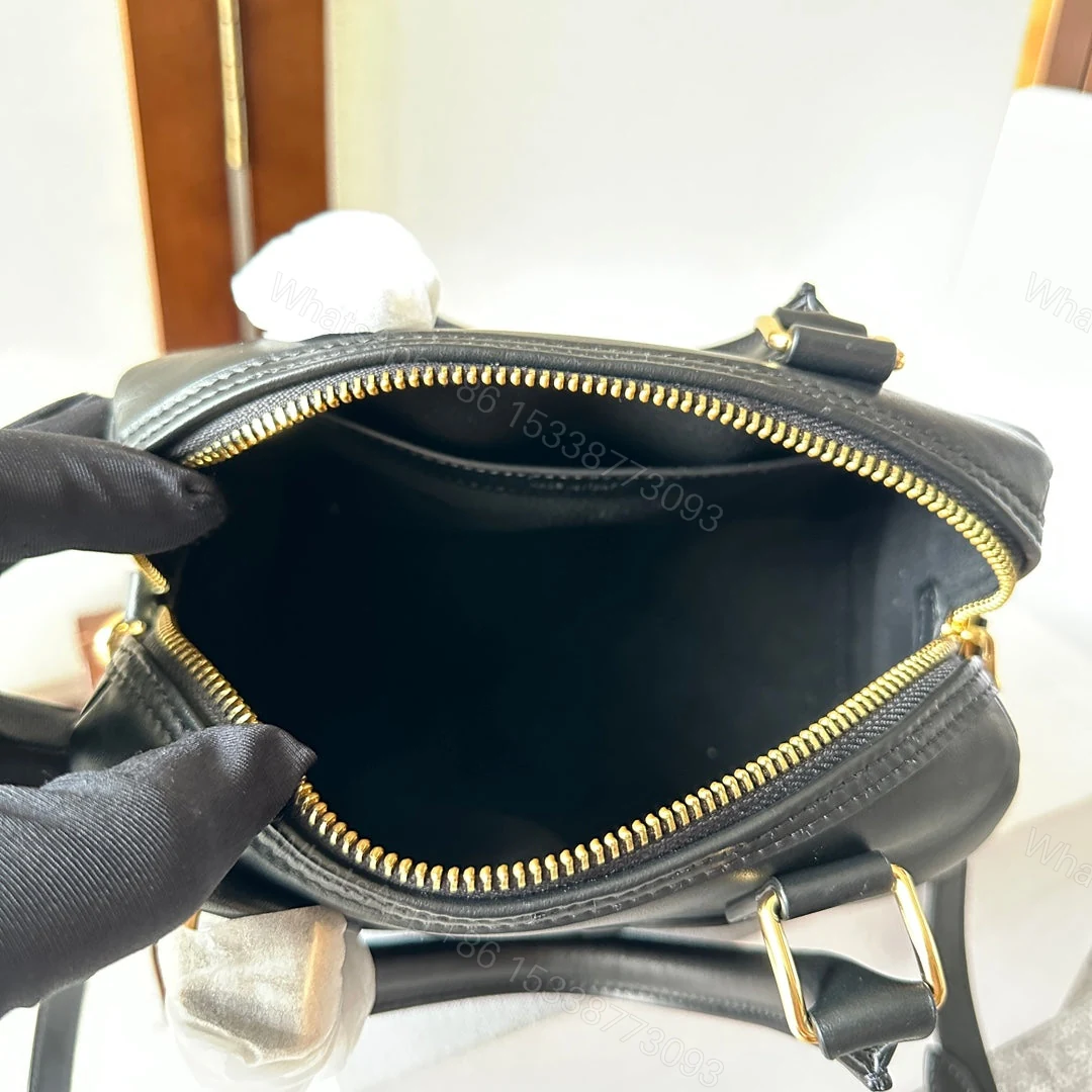View 8 of CELINE SMALL BOSTON BAG IN SMOOTH CALFSKIN WITH CUIR TRIOMPHE BLACK