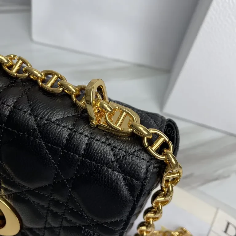 View 2 of Lux Black Quilted Mini Bag with Gold Hardware