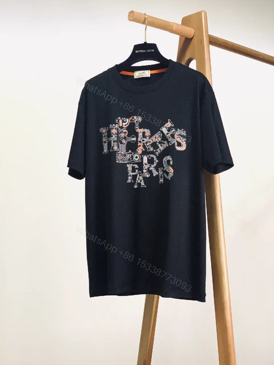 View 10 of Black Cotton Graphic Tee: Luxe-Inspired Statement Tee