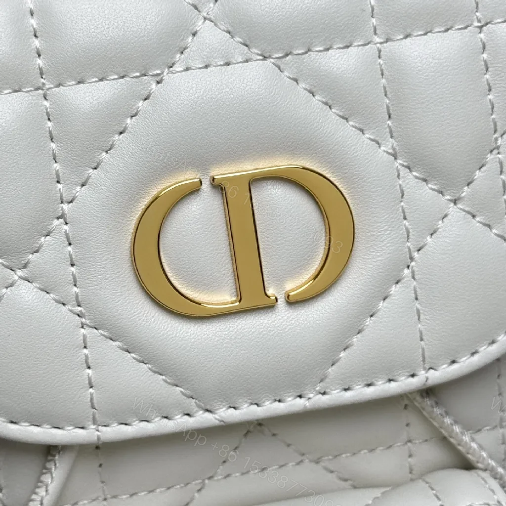 View 5 of Quilted White Mini Backpack with Gold Hardware - Compact Luxury