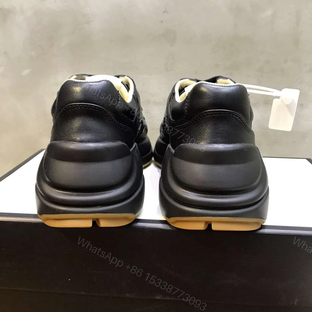 View 5 of GUCCI RHYTON LEATHER SNEAKER WITH GUCCI LOGO