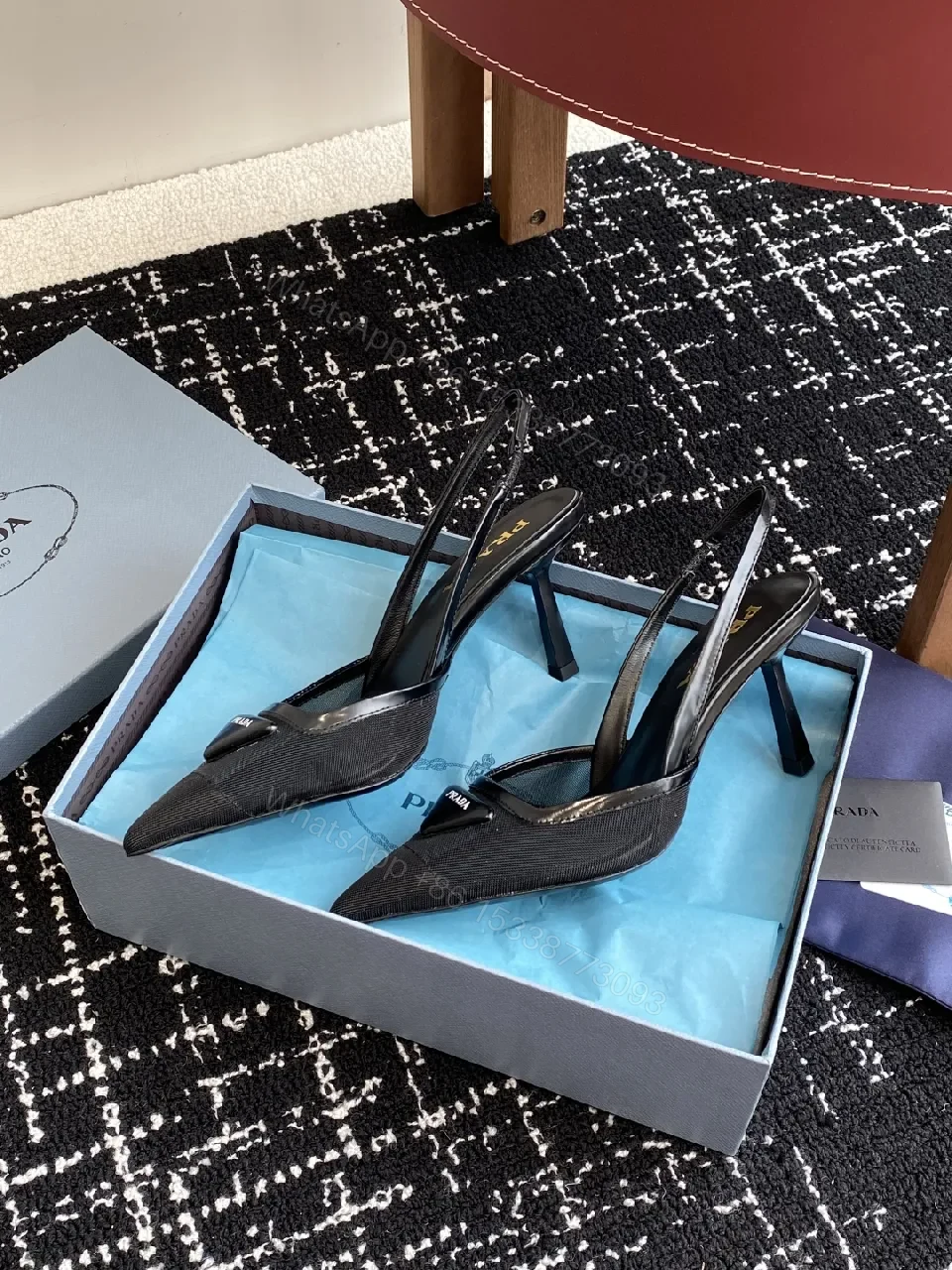 View 2 of Chic Noir Slingback Pumps: Pointed Toe, Black Fabric