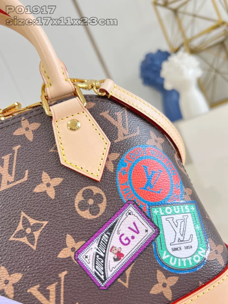 View 4 of Vibrant Monogram Patchwork Satchel: Luxe Everyday Carrier
