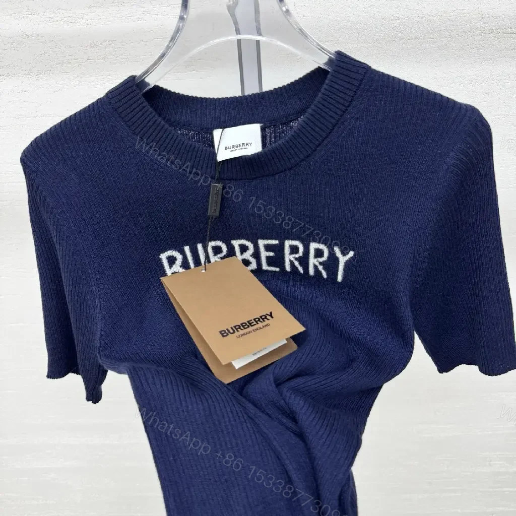 View 3 of Chic Navy Knit Tee: Premium Textured Crew-Neck Top