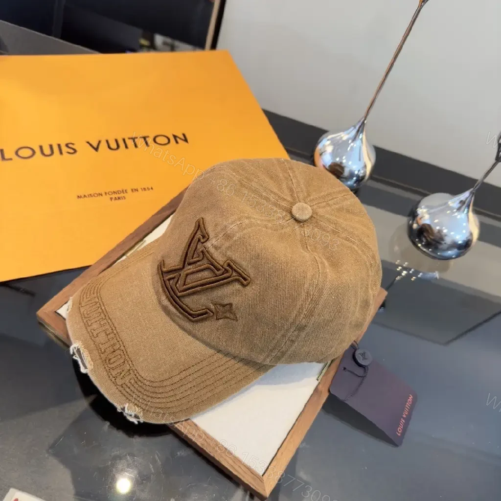 View 5 of Casual Luxe Cap: Distressed Tan Cotton with LV Logo