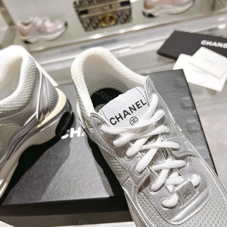 View 9 of Chic Silver-Accent Chanel-Inspired Luxury Sneakers