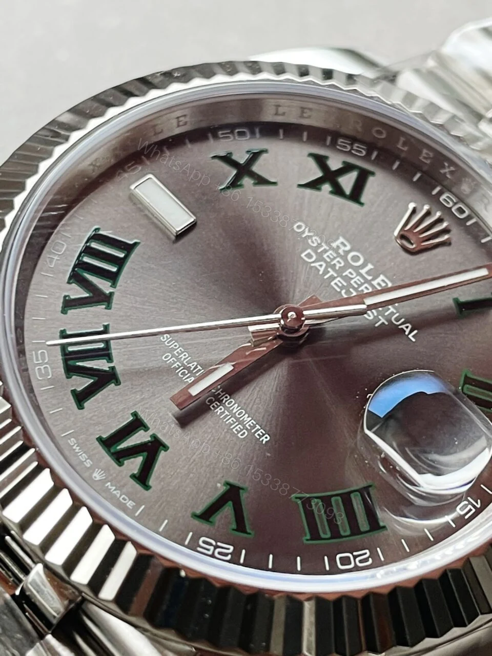 View 2 of Rolex DateJust Men “wimbledon”SS Grey textured Dial Roman Markers