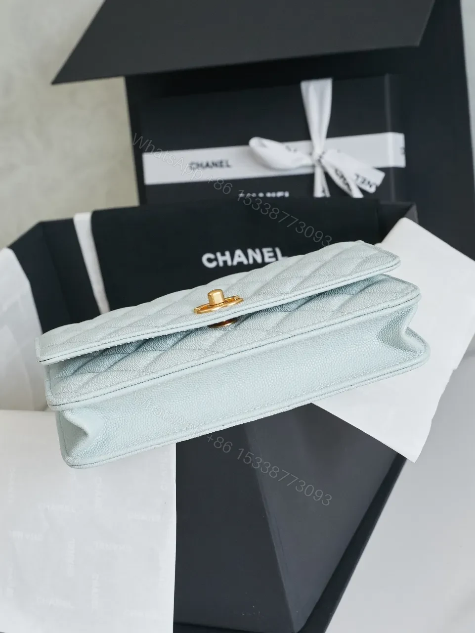 View 2 of Pastel Quilted Leather Mini Bag: Gold Chain Minimalist Chic