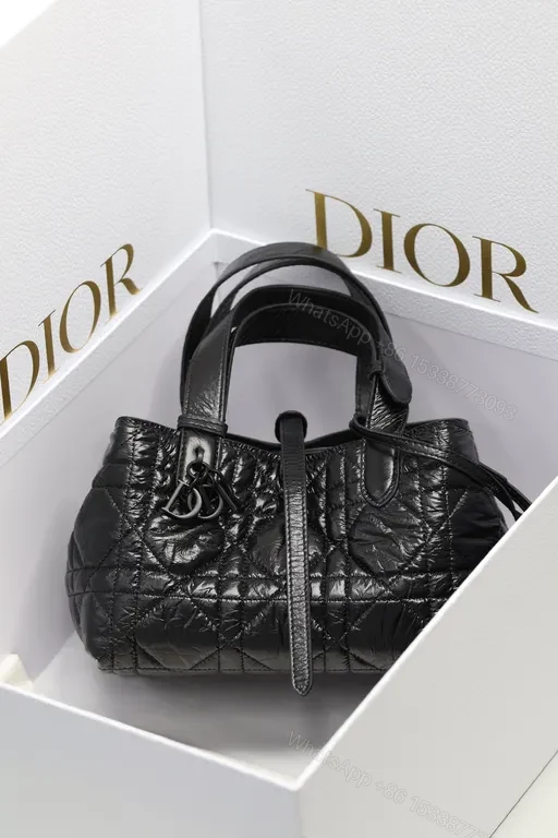 Quilted Mini Satchel: Dior-Inspired Hardware, Black Leather — view 1