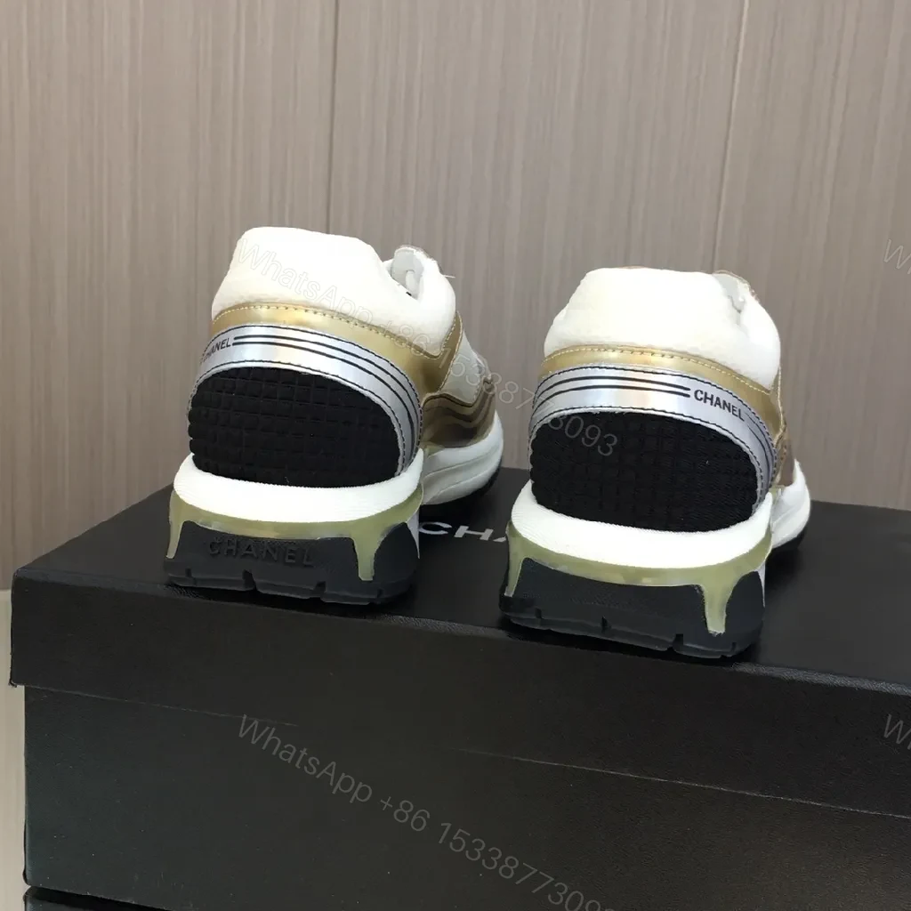 View 4 of Gold-Tone Luxe Sneaker: Textured Mesh, Everyday Glam