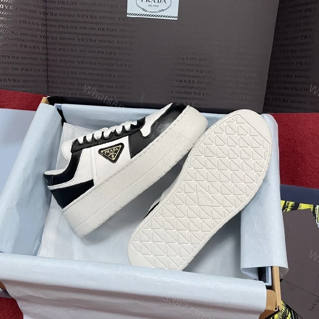 View 5 of Modern Leather-Trim Low-Top Sneakers: Bold Contrast, Supreme Craft