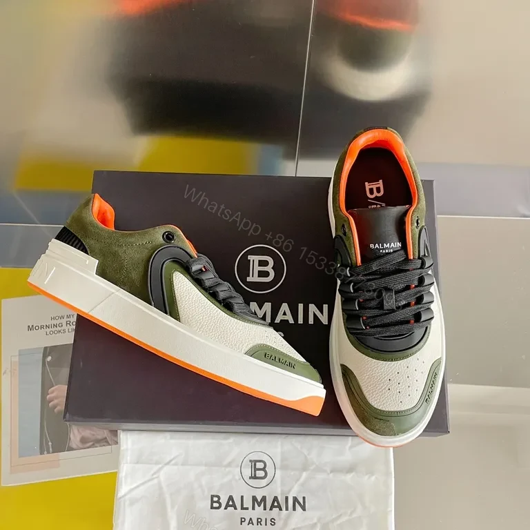 View 8 of Bold Contrast Sneaker: Olive-Accented Luxury sneakers