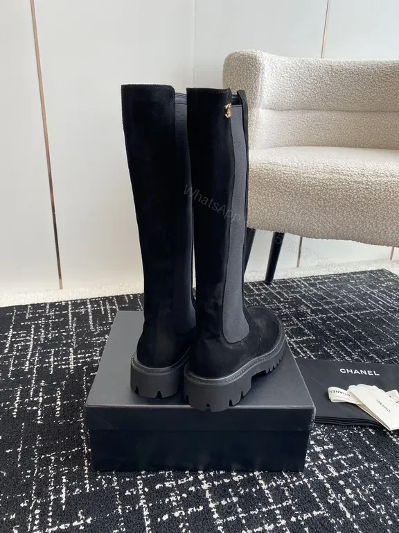 View 2 of Chic Suede-Knit Knee-High Boots: All-Day Comfort