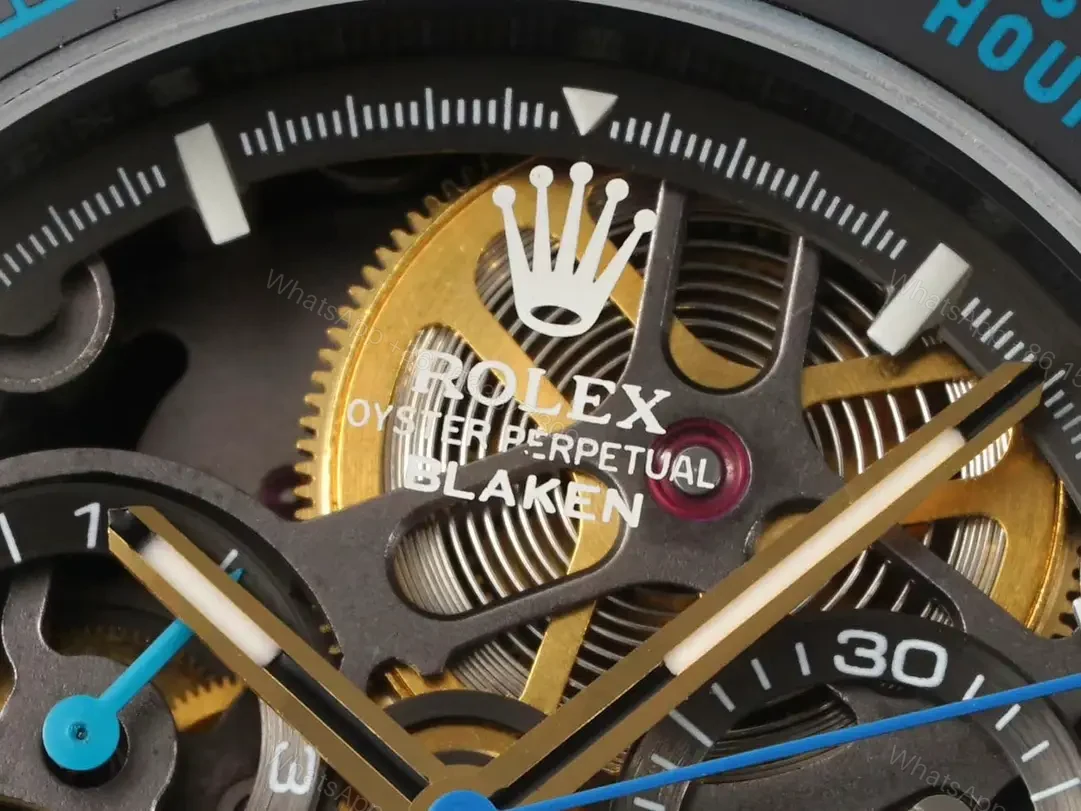 View 4 of Best Rolex Daytona Skeleton PVD Cyan replica 40MM Rubber Strap Edition RG-DAYTONA-SKELETON-PVD-CYAN-RUBBER-40