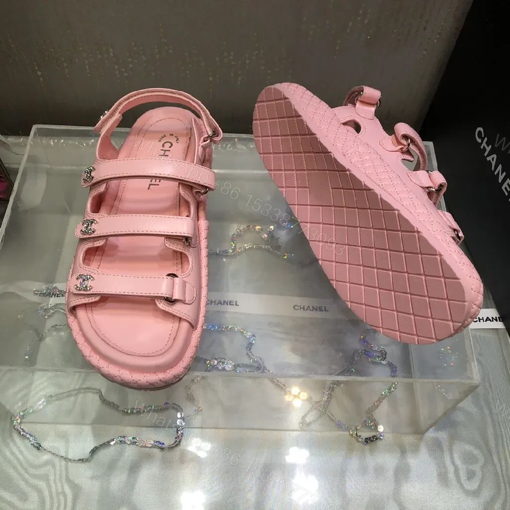 View 8 of Soft Pink Leather Sandals: Velcro- strap Chic Comfort