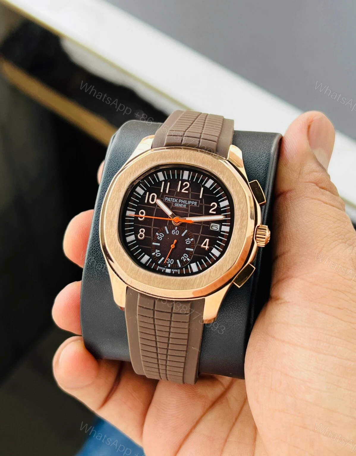 View 2 of Patek Philippe Aquanaut 5968R Brown Dial 42mm Automatic