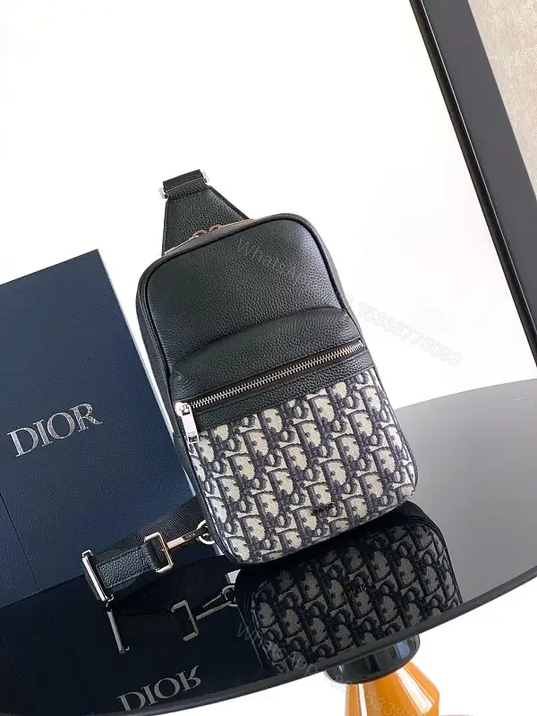 Compact Leather Crossbody: Monogram Textured Black Bag — view 1