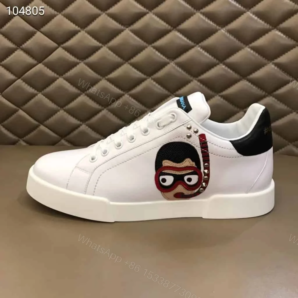 View 8 of DOLCE & GABBANA CALFSKIN PORTOFINO SNEAKERS WITH PATCHES OF THE DESIGNERS – DG2