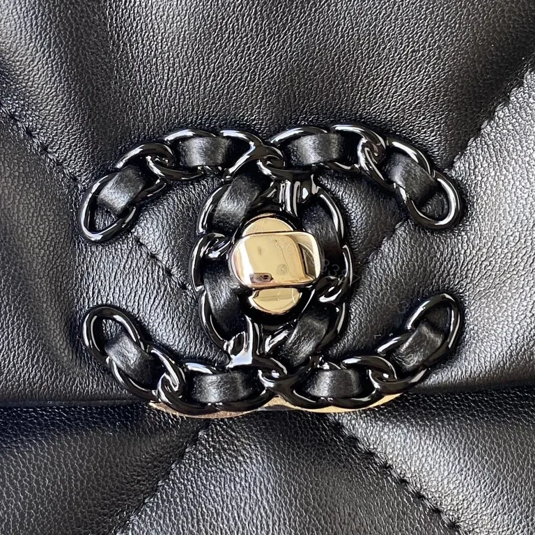 View 2 of Chanel-esque Quilted Leather Bag with Bold Chain Strap