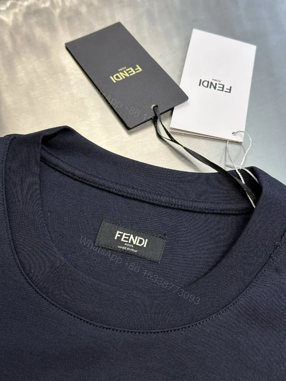 View 9 of Bold Logo Grafitti Tee: Premium Cotton, Cutouts, Navy