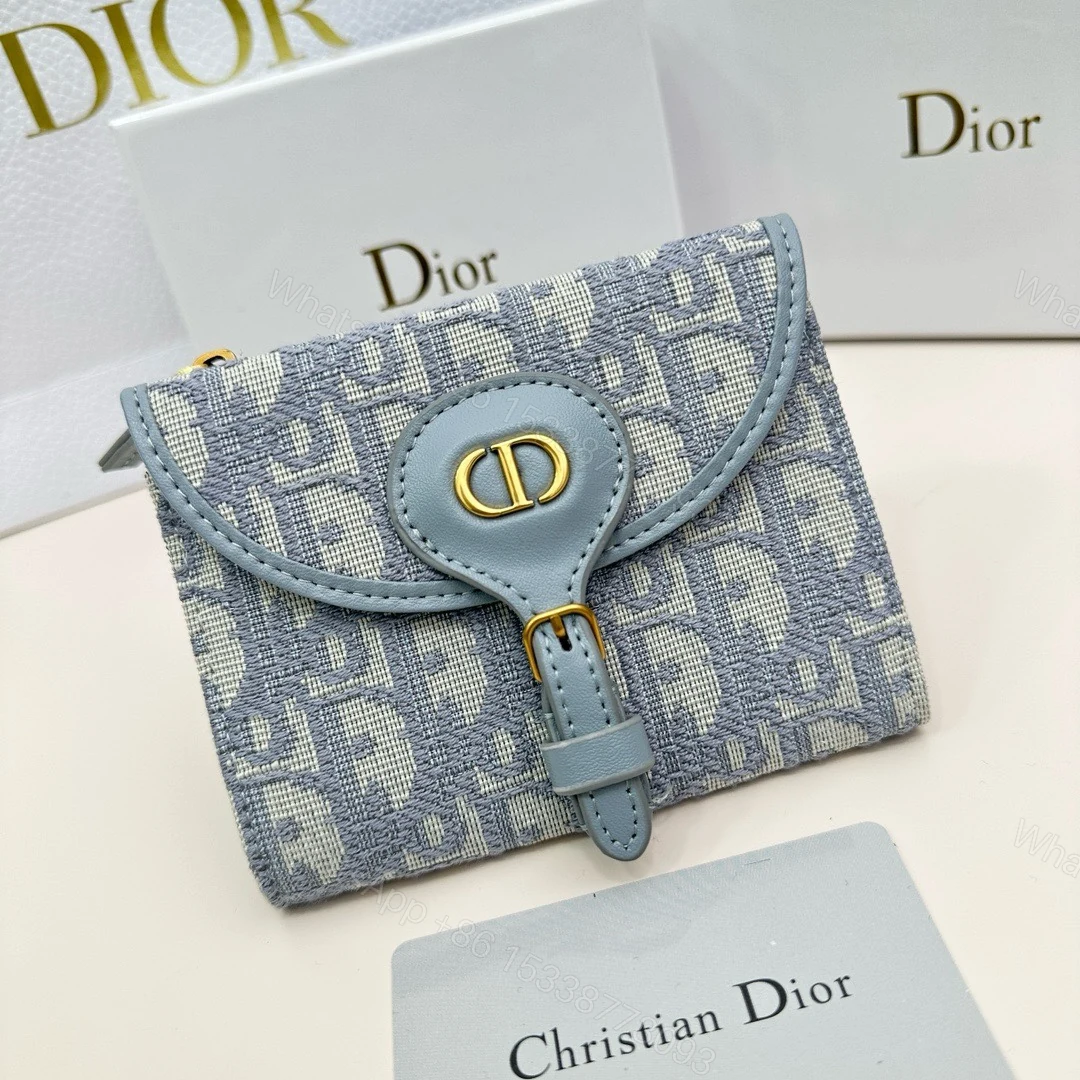 Dior一比一藍色短夾 女士精品帆布配皮款 百搭輕奢感 — view 1