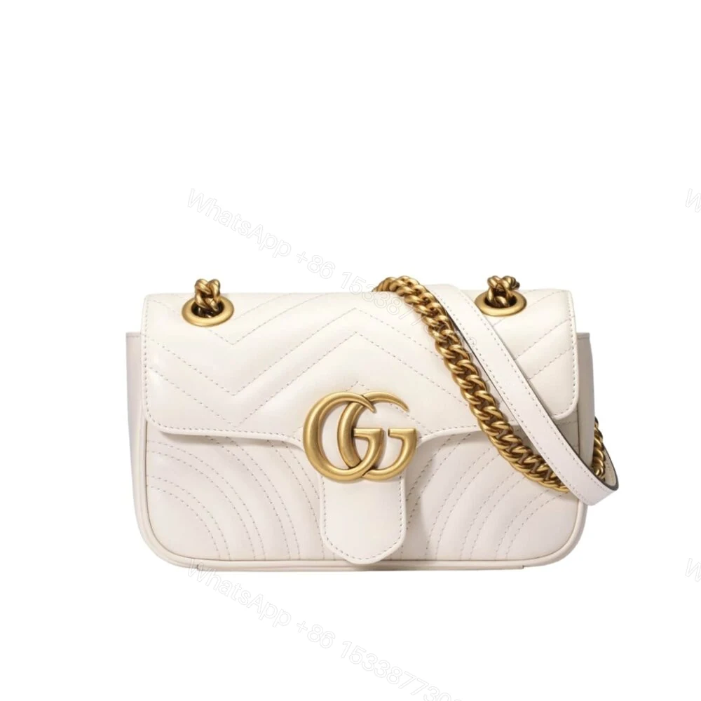 Gucci GG Marmont Mini Shoulder Bag White Matelassé 22Cm 446744 DTDIT 9022 — view 1