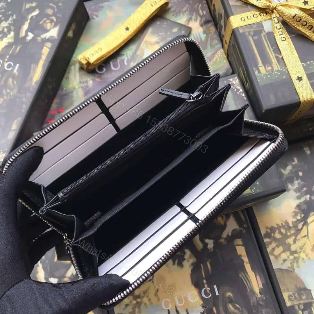 View 3 of GUCCI LEATHER ZIP AROUND WALLET WITH WEB