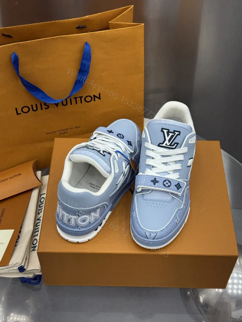 View 7 of Light-Blue Luxe High-Tops: Designer-Inspired Comfort Sneakers