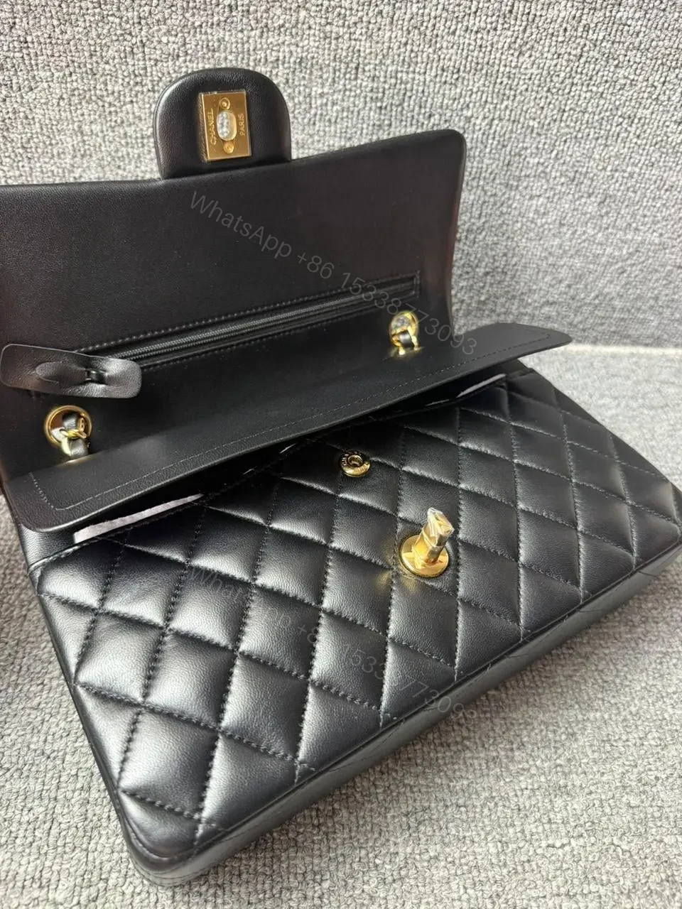 View 7 of Chanel Classic Flap bag Lambskin Black Gold Hardware