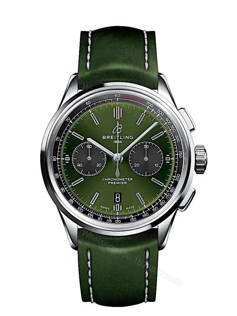 View 3 of V7 Factory Breitling Premier B01 Chronograph 42mm Green Dial Stainless Steel Watch