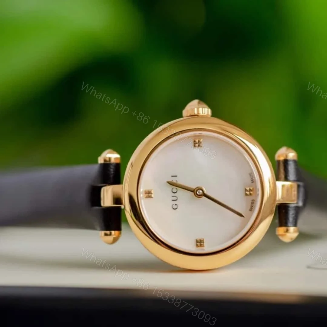 View 4 of Gucci Diamantissima Steel Watch With Black Leather Strap 27Mm Ya141505