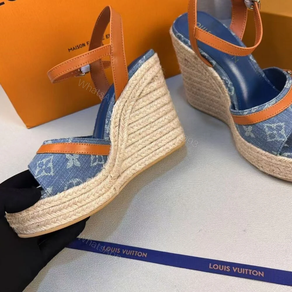 View 5 of Louis Vuitton Helios Wedge Sandal Blue 1ACIZV