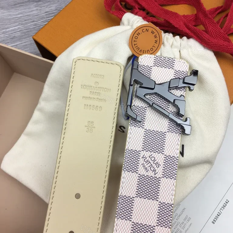 View 9 of Louis Vuitton Damier Belt: Signature Checker, Matte Buckle, Luxury Comfort