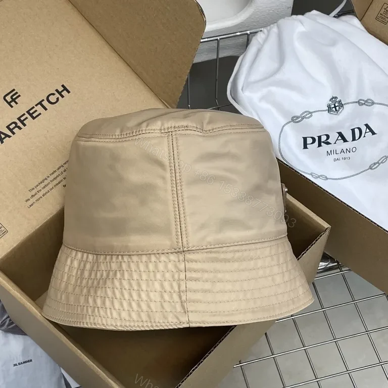 View 9 of Beige Prada-Inspired Bucket Hat: Luxe, Sun-Smart Elegance