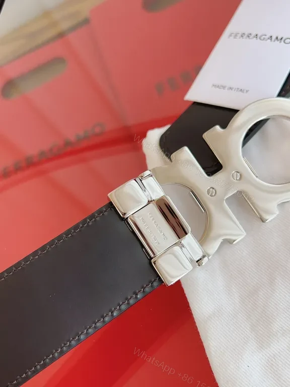View 6 of Chic Leather Belt: Silver-Opal Buckle, Luxe Ferragamo Style