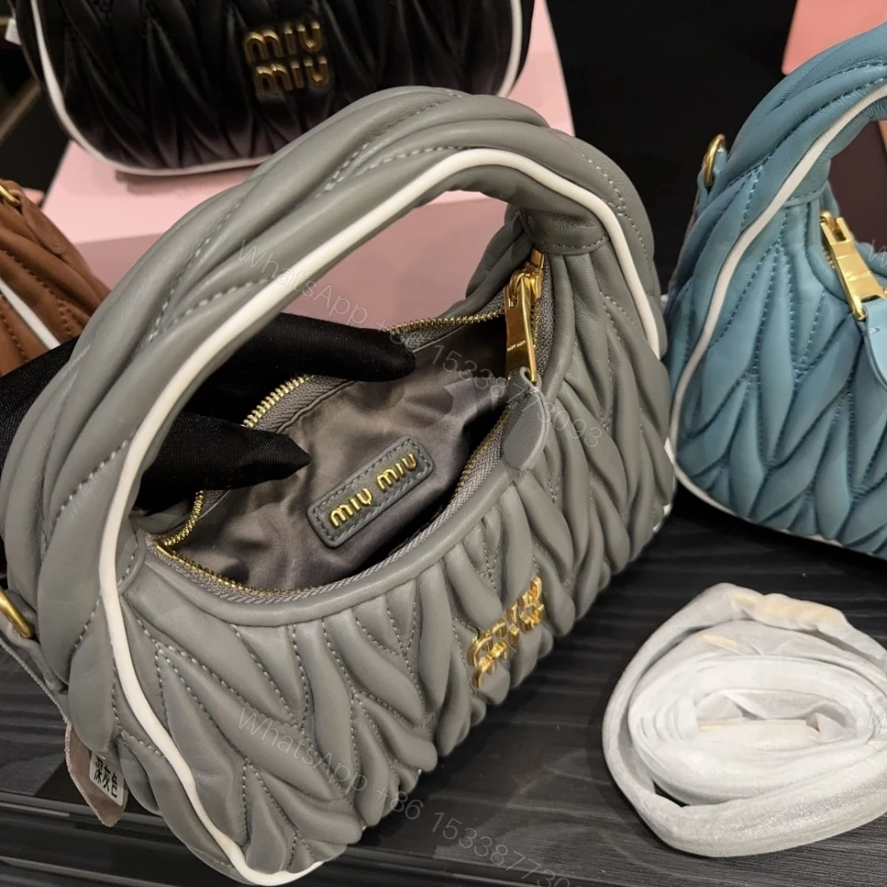 View 3 of MIUMIU WANDER MATELASSÉ BAG MARBLE GRAY AND WHITE 20CM 5BC125 2IBS F0RXG V OOF