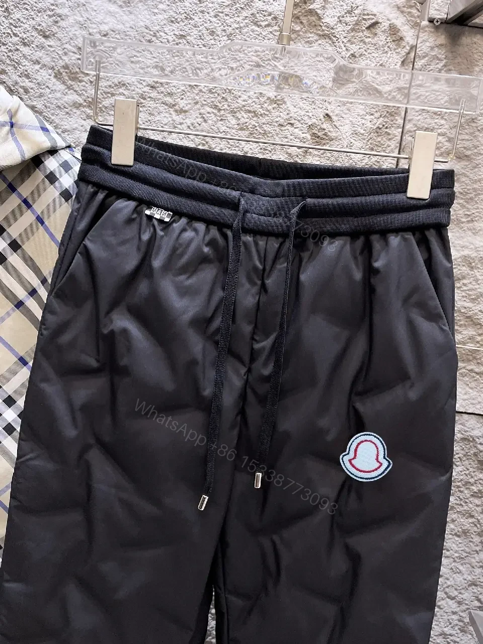 View 6 of Black Nylon Jogger with Subtle Designer Patch, Luxe Streetwear Style