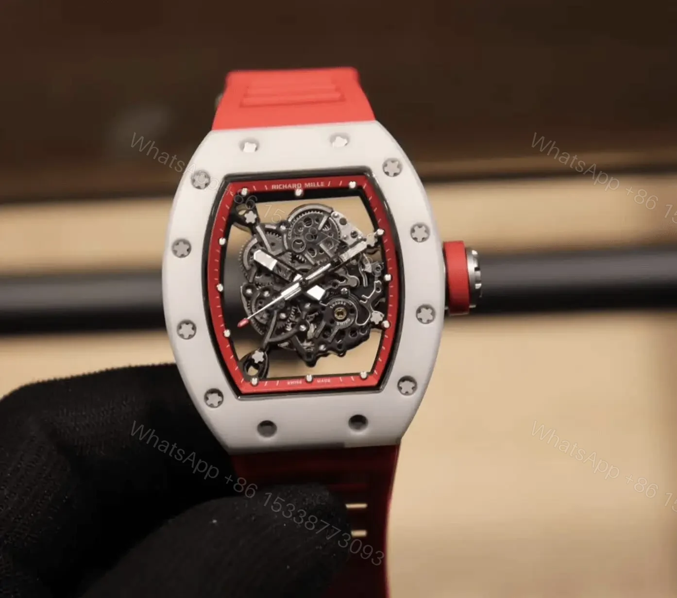View 2 of Richard Mille Swiss Made Clone Rm 0055 Bubba Watson Red Rubber
