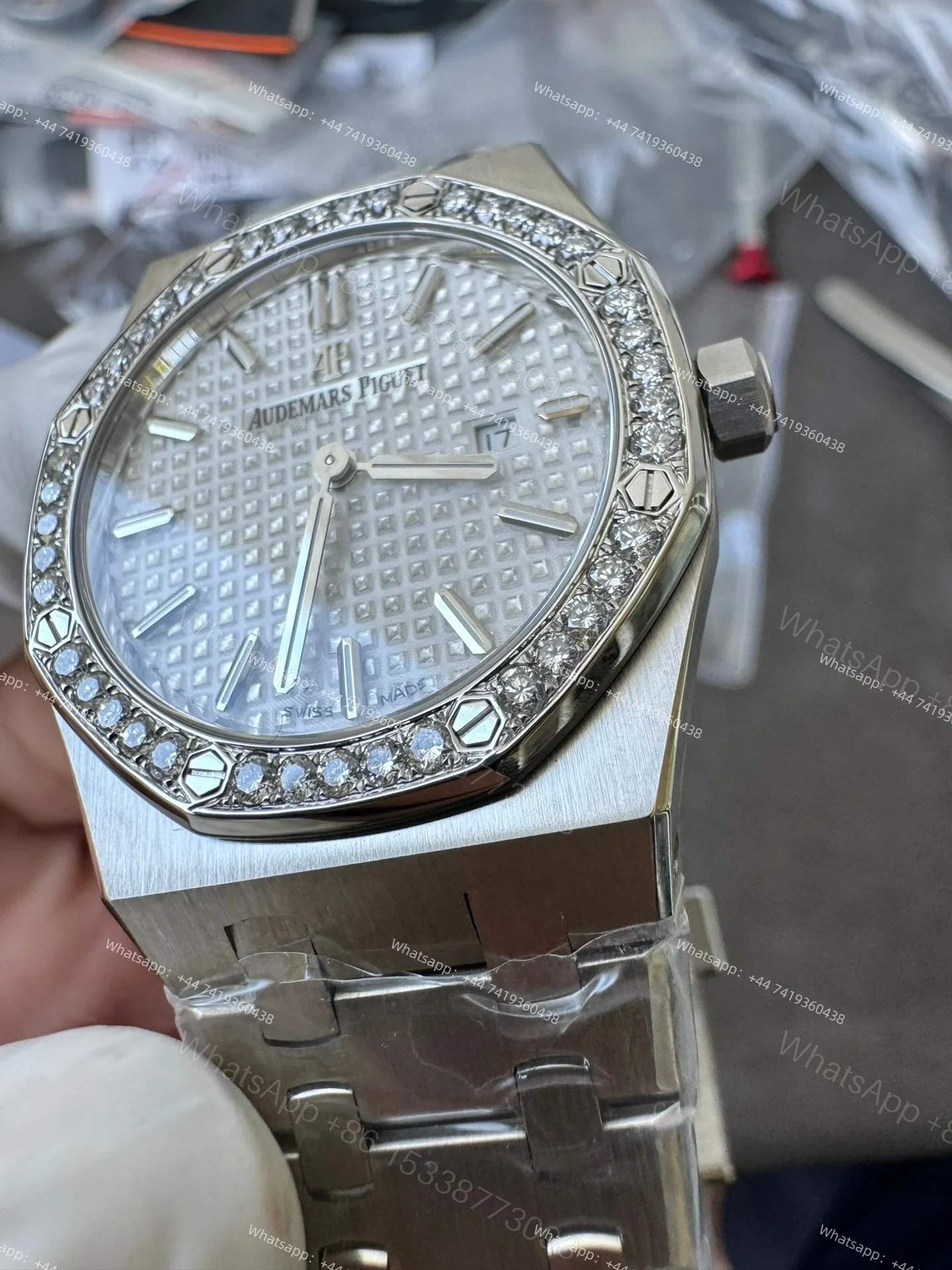 View 6 of Audemars Piguet Super Clone Royal Oak 67651ST Diamond-Set Bezel White Dial 33MM