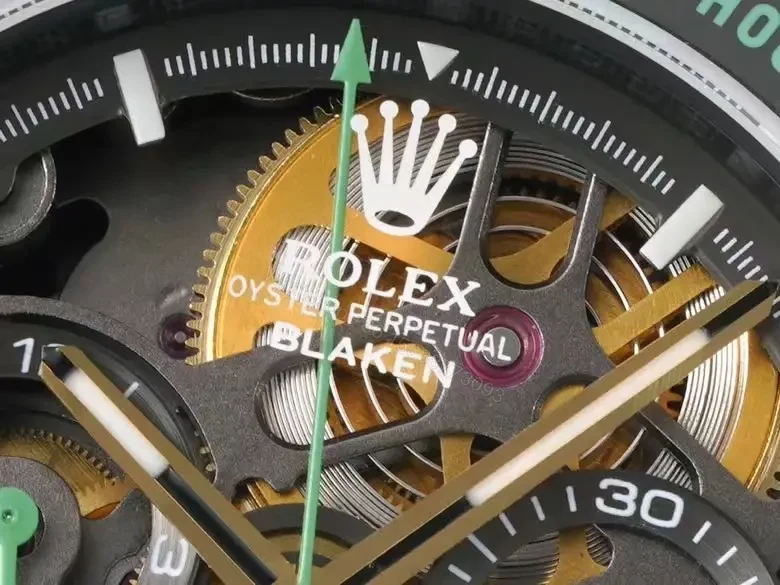 View 4 of Best Rolex Daytona Skeleton Green replica 40MM Mint Rubber Strap Carbon Edition ROLEX-DAYTONA-SKEL-GRN-RUB-40